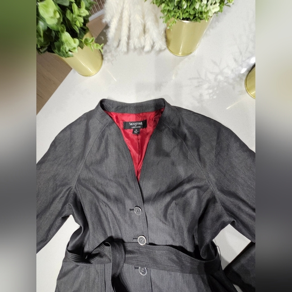 LARRY LEVINE Sublime blazer doublé gris charcoal, ceinture ajustable à la taille - Picture 4 of 7